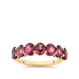 Oval Cut Rhodolite Garnet Half Eternity Band in 18ct Yellow Gold