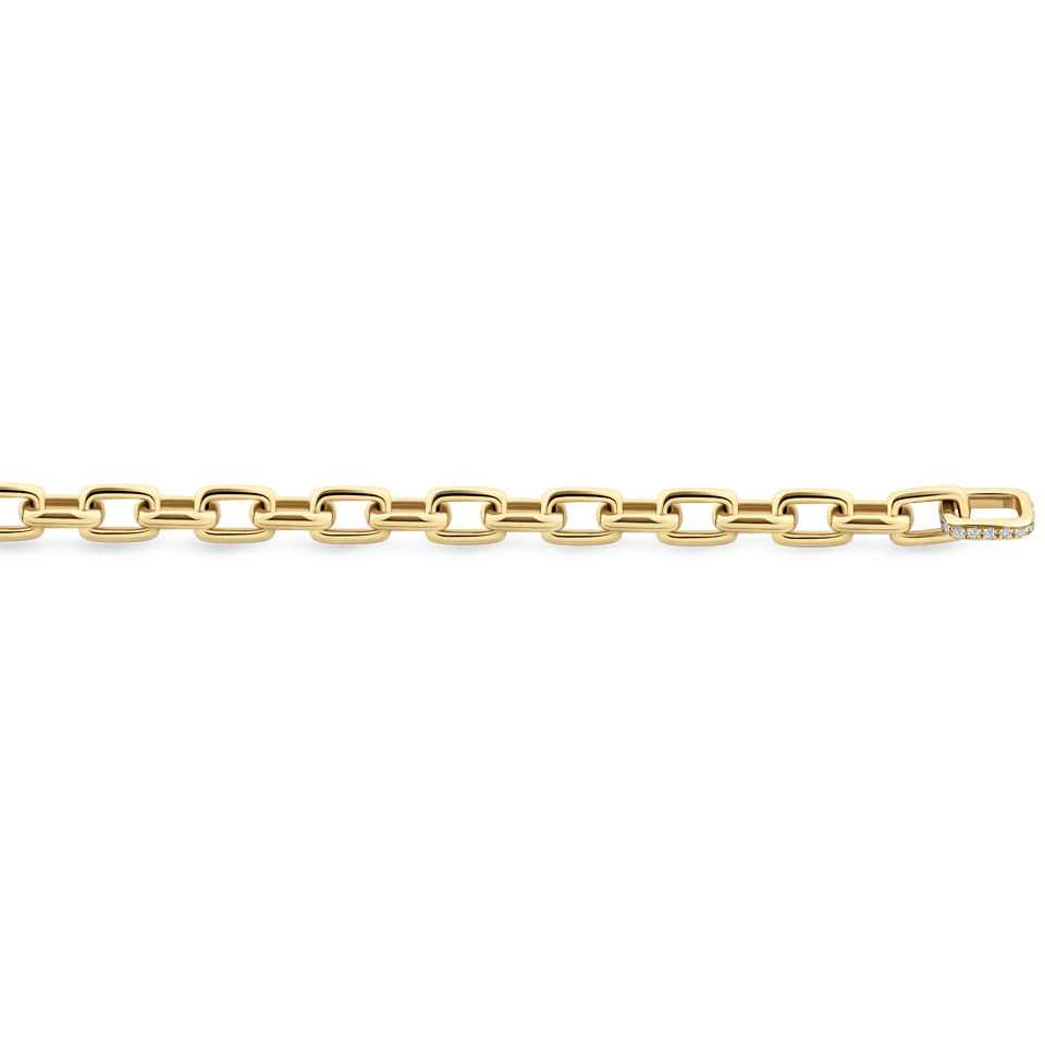 Paperclip Diamond Chain Bracelet in 18ct Yellow Gold
