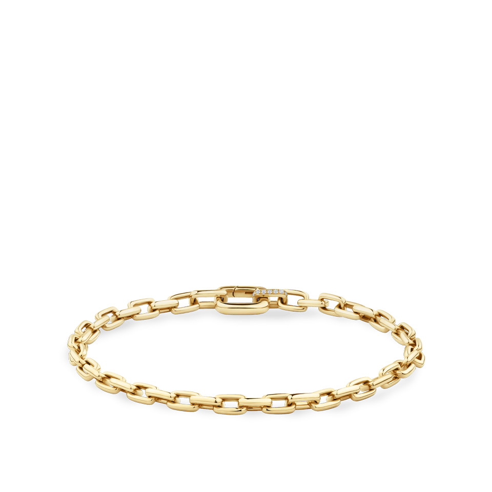 Paperclip Diamond Chain Bracelet in 18ct Yellow Gold