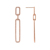 Paperclip Diamond Drop Earrings in 18ct Rose Gold