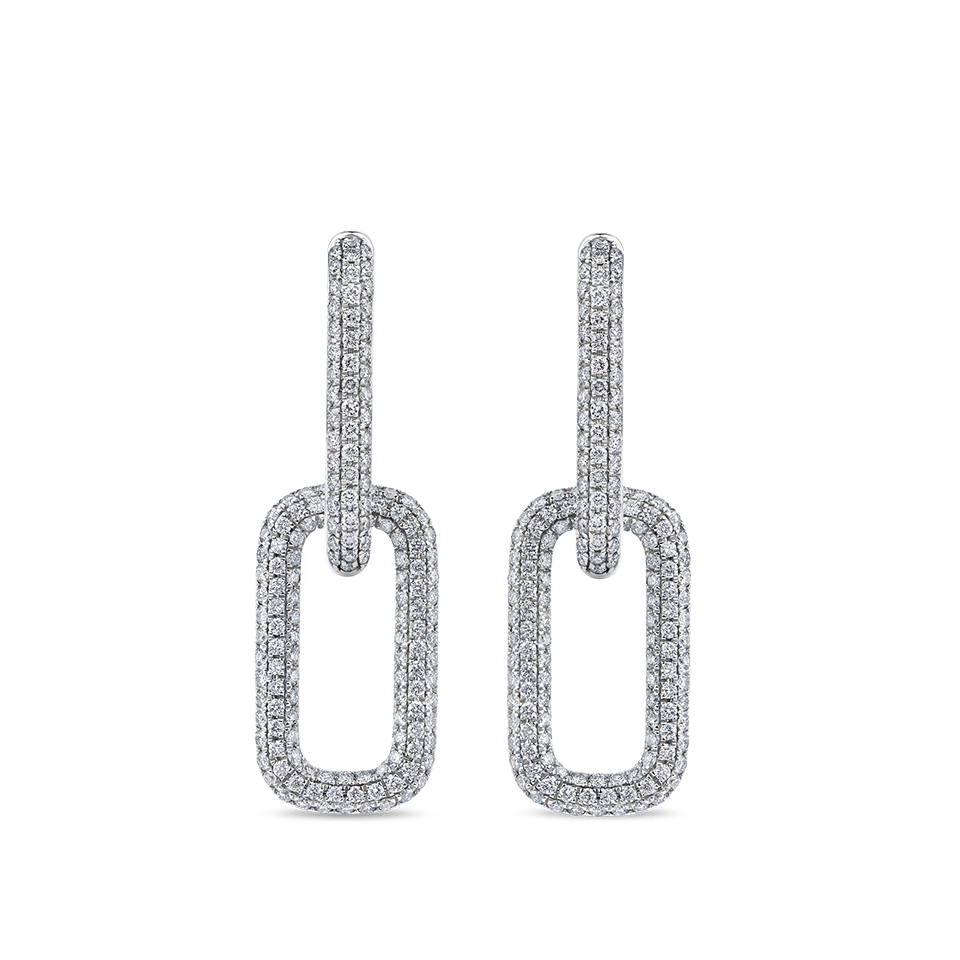 Paperclip Diamond Drop Earrings in 18ct White Gold