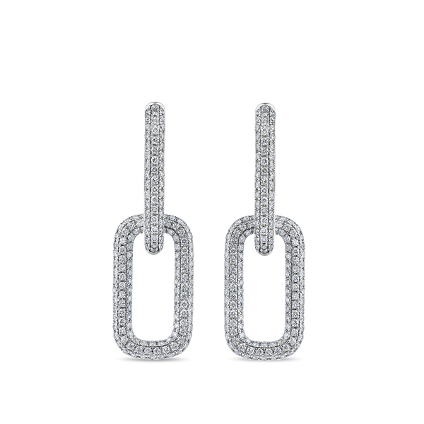 Paperclip Pavé Set Diamond Drop Earrings made in 18ct White Gold Hardy Brothers Jewellers