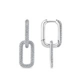 Paperclip Diamond Drop Earrings in 18ct White Gold
