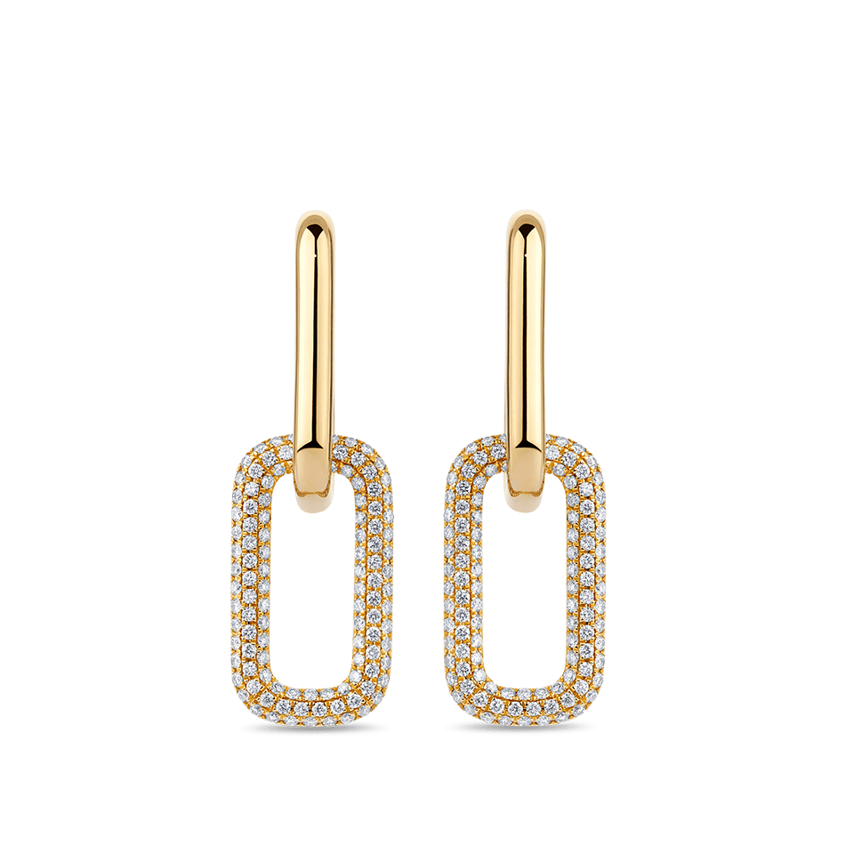 Paperclip Diamond Drop Earrings in 18ct Yellow Gold