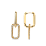 Paperclip Diamond Drop Earrings in 18ct Yellow Gold