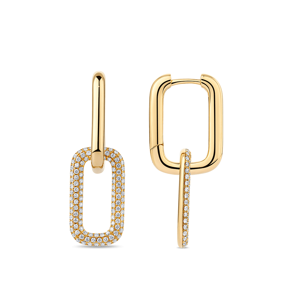 Paperclip Diamond Drop Earrings in 18ct Yellow Gold
