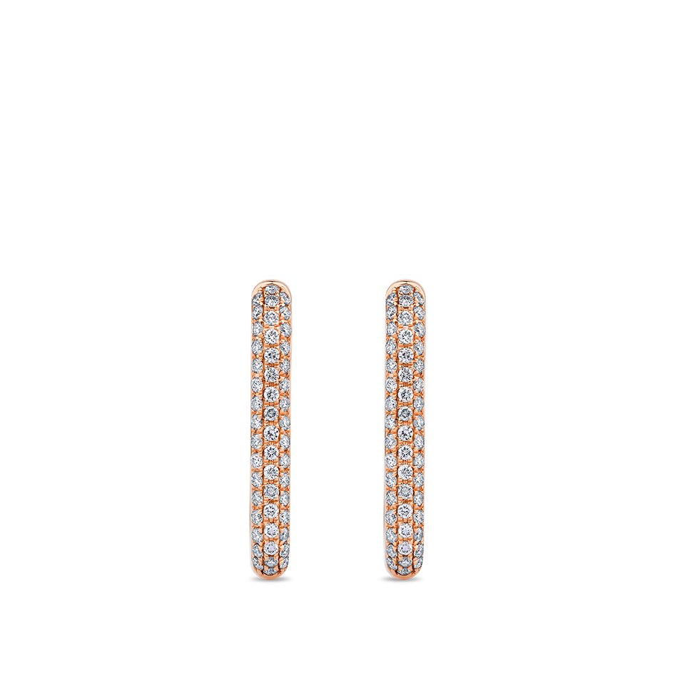 Paperclip Pavé Set Diamond Huggie Earrings made in 18ct Rose Gold Hardy Brothers Jewellers