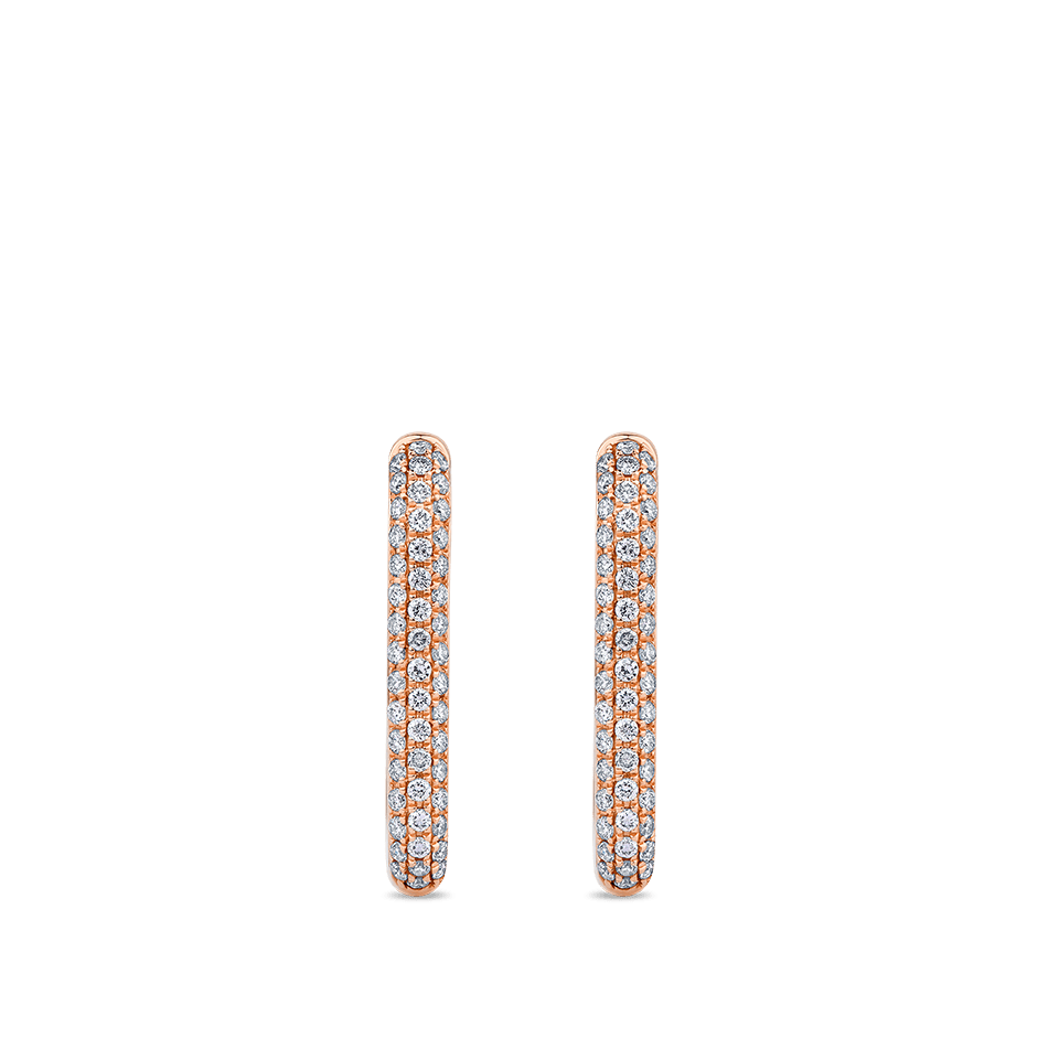 Paperclip Diamond Huggie Earrings in 18ct Rose Gold