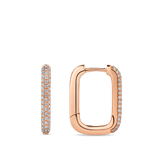 Paperclip Diamond Huggie Earrings in 18ct Rose Gold