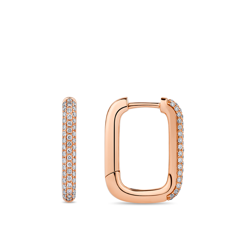Paperclip Pavé Set Diamond Huggie Earrings made in 18ct Rose Gold Hardy Brothers Jewellers