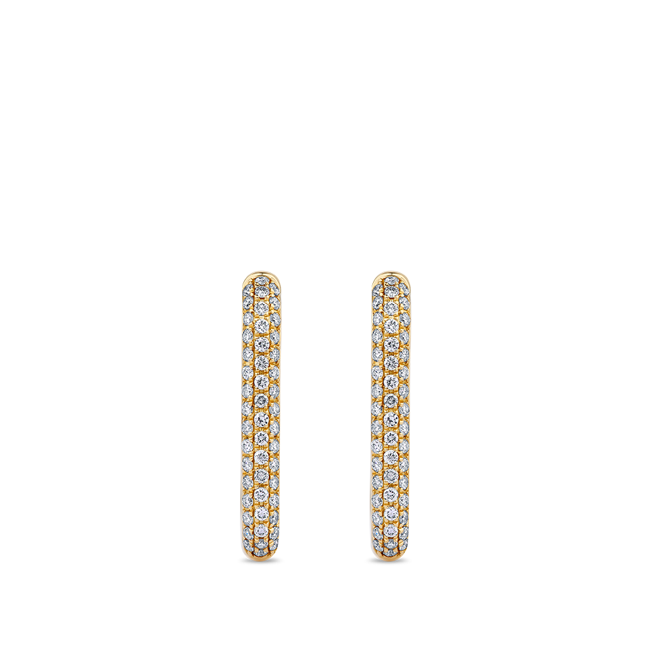 Paperclip Pavé Set Diamond Huggie Earrings made in 18ct Yellow Gold Hardy Brothers Jewellers