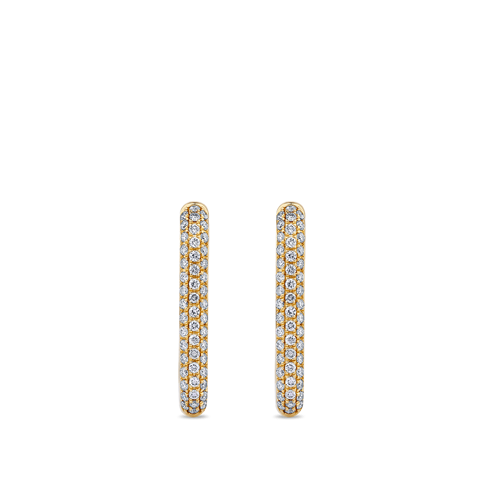 Paperclip Diamond Huggie Earrings in 18ct Yellow Gold