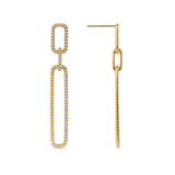 Paperclip Diamond Drop Earrings in 18ct Yellow Gold