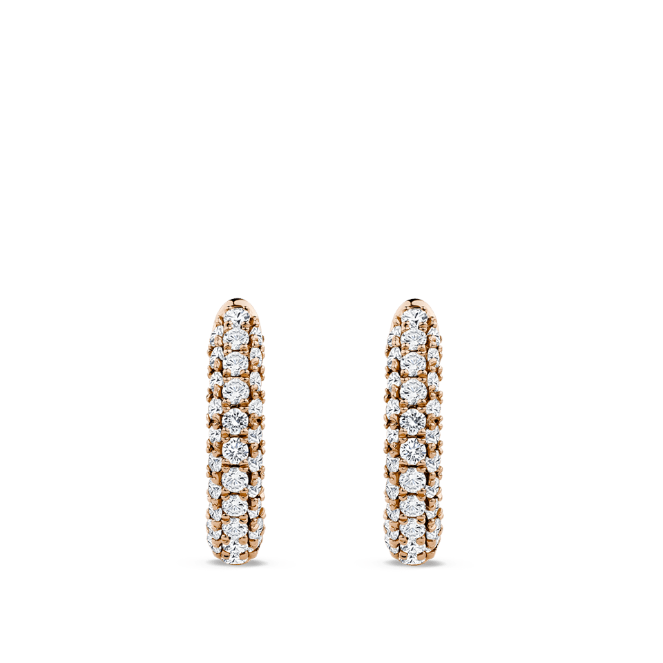 Ear Party Rose Gold Pavé Diamond Huggie Earrings in 18ct Gold