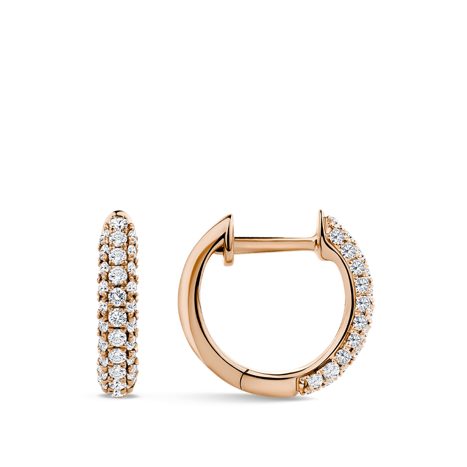 Ear Party Rose Gold Pavé Diamond Huggie Earrings in 18ct Gold