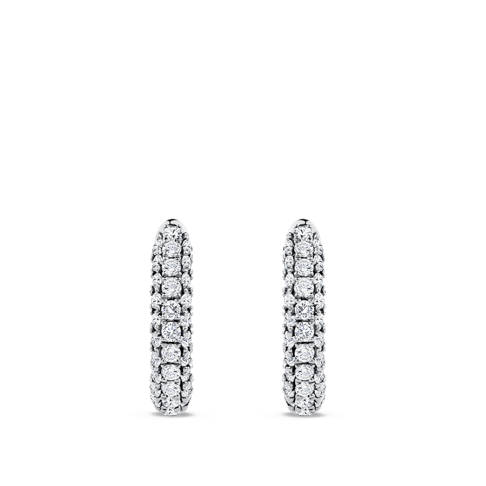 Ear Party Pavé Diamond Huggie Earrings in 18ct White Gold Hardy Brothers Jewellers