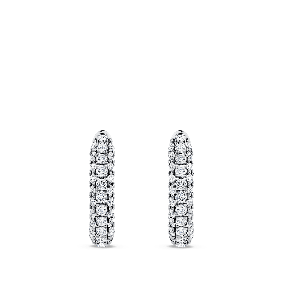 Ear Party White Gold Pavé Diamond Huggie Earrings in 18ct Gold