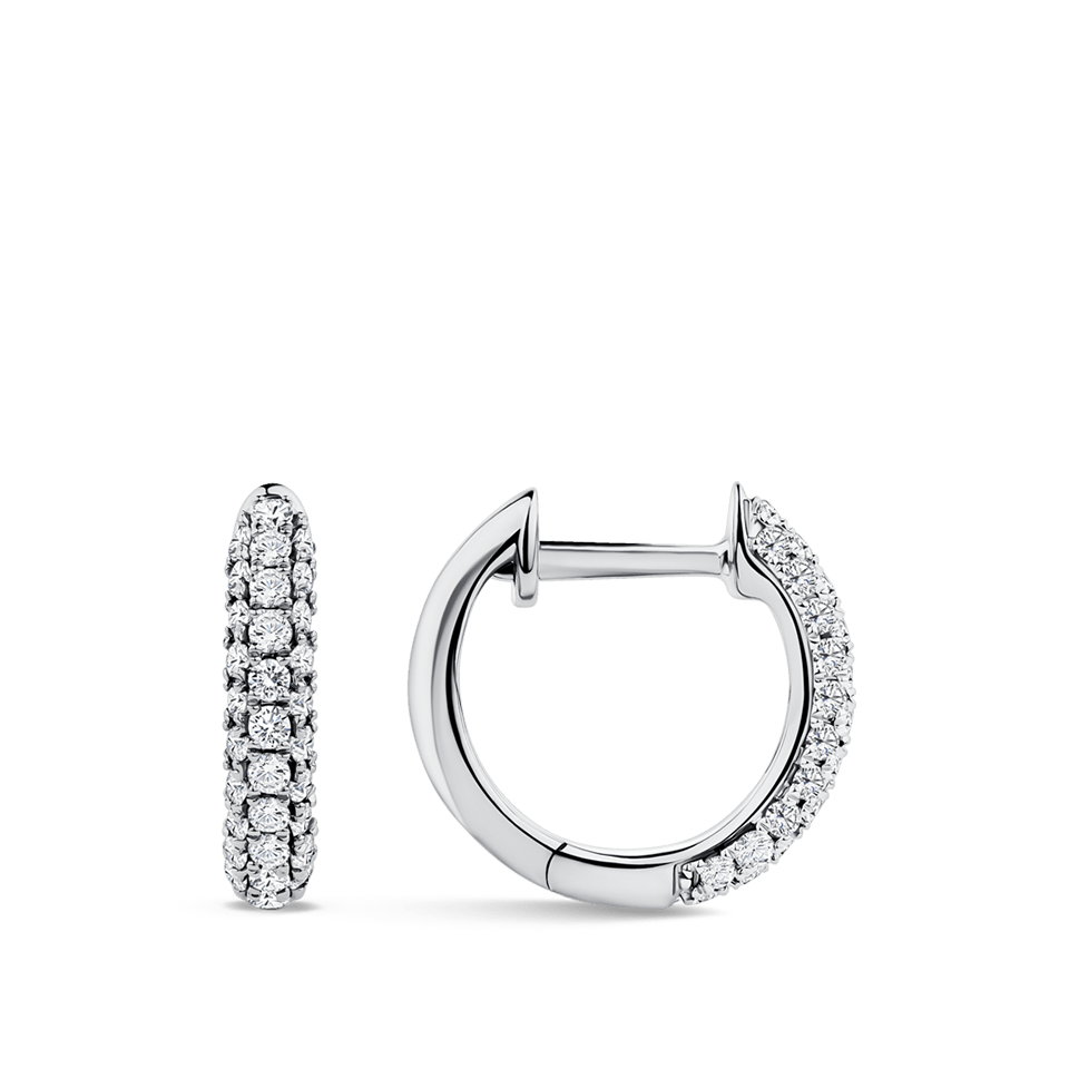 Ear Party White Gold Pavé Diamond Huggie Earrings in 18ct Gold
