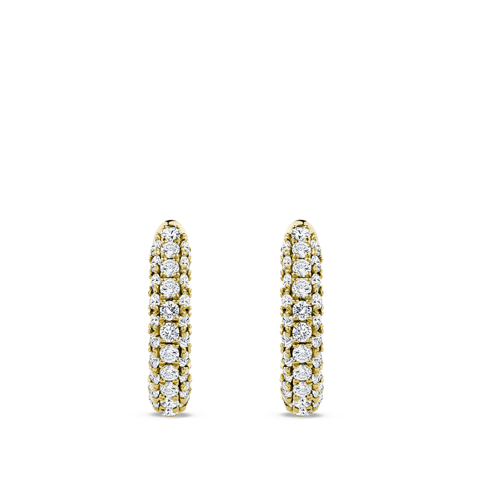 Ear Party Gold Pavé Diamond Huggie Earrings in 18ct Gold
