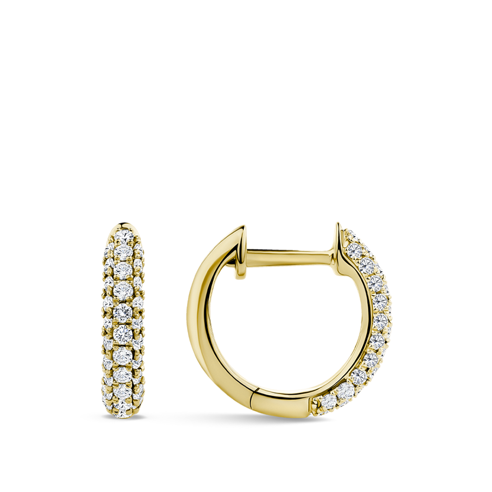 Ear Party Pavé Diamond Huggie Earrings in 18ct Yellow Gold Hardy Brothers Jewellers