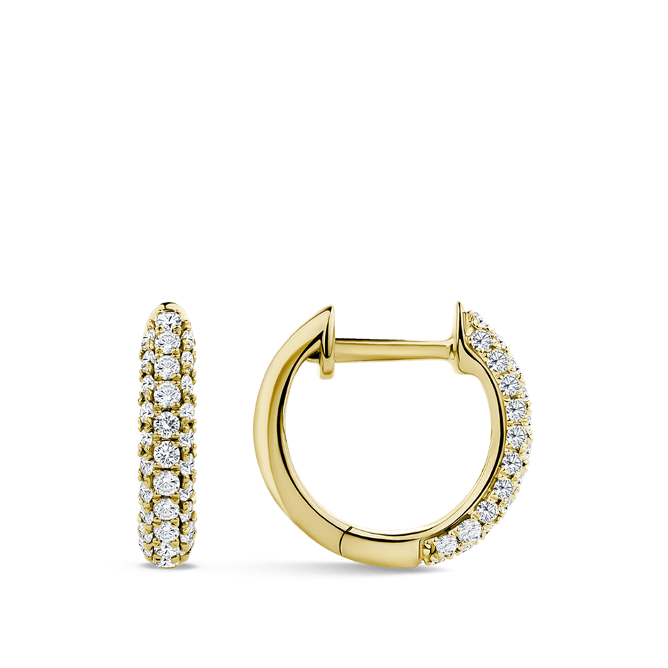 Ear Party Gold Pavé Diamond Huggie Earrings in 18ct Gold