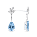 6.80 Carat Pear Cut Aquamarine and 1.65 Carat Diamond Drop Earrings in 18ct White Gold