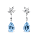 6.80 Carat Pear Cut Aquamarine and 1.65 Carat Diamond Drop Earrings in 18ct White Gold