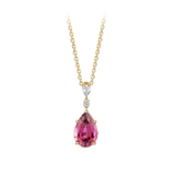Pear Cut Pink Tourmaline and Diamond Pendant made in 18ct Yellow Gold Hardy Brothers Jewellers