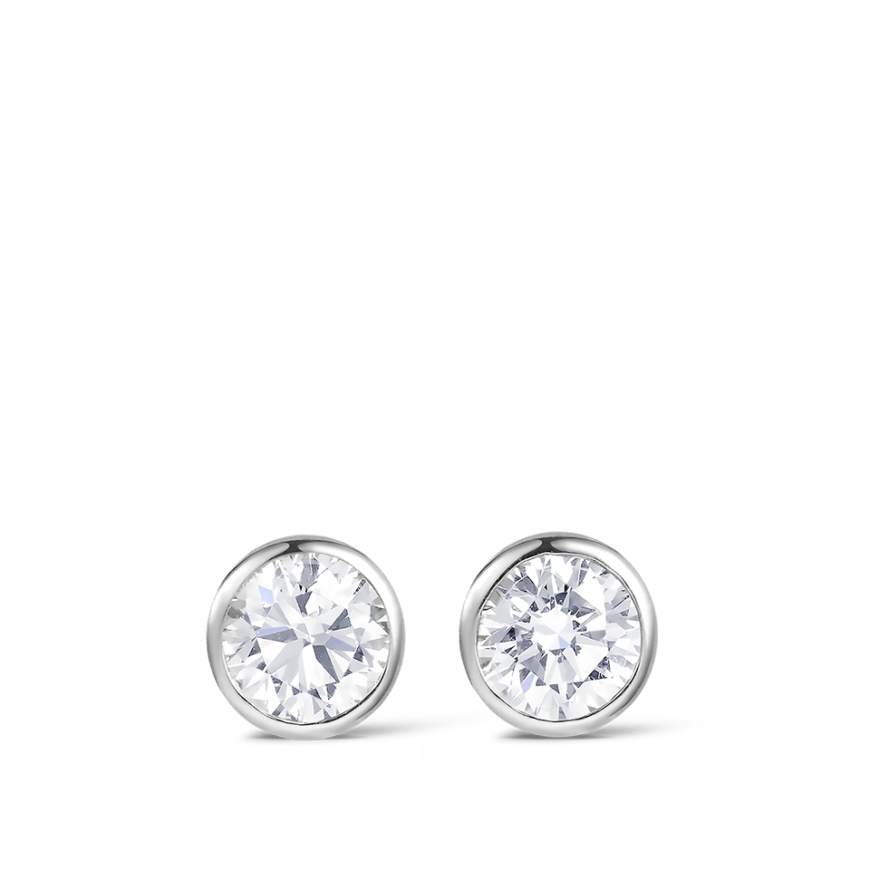 Quintessential 0.50 Carat Bezel Set Diamond Stud Earrings in 18ct White Gold Hardy Brothers Jewellers