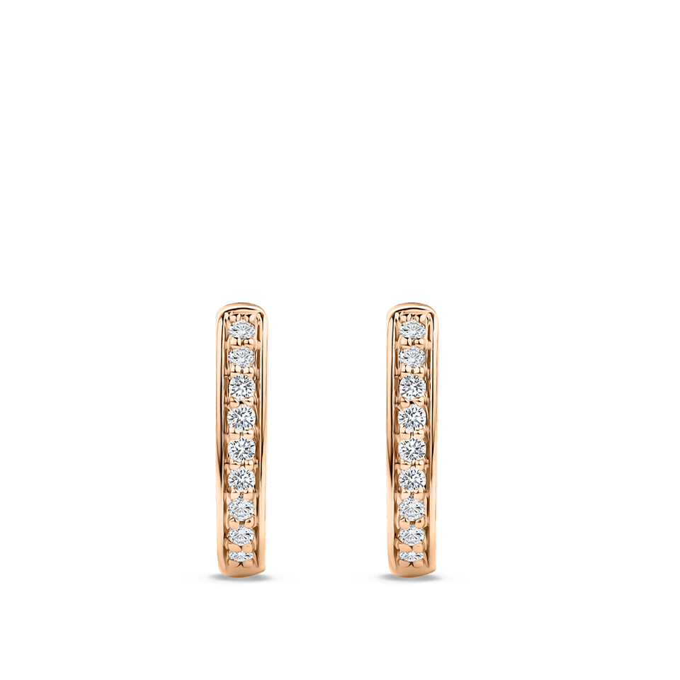Ear Party Rectangle Diamond Huggie Earrings in 18ct Rose Gold Hardy Brothers Jewellers