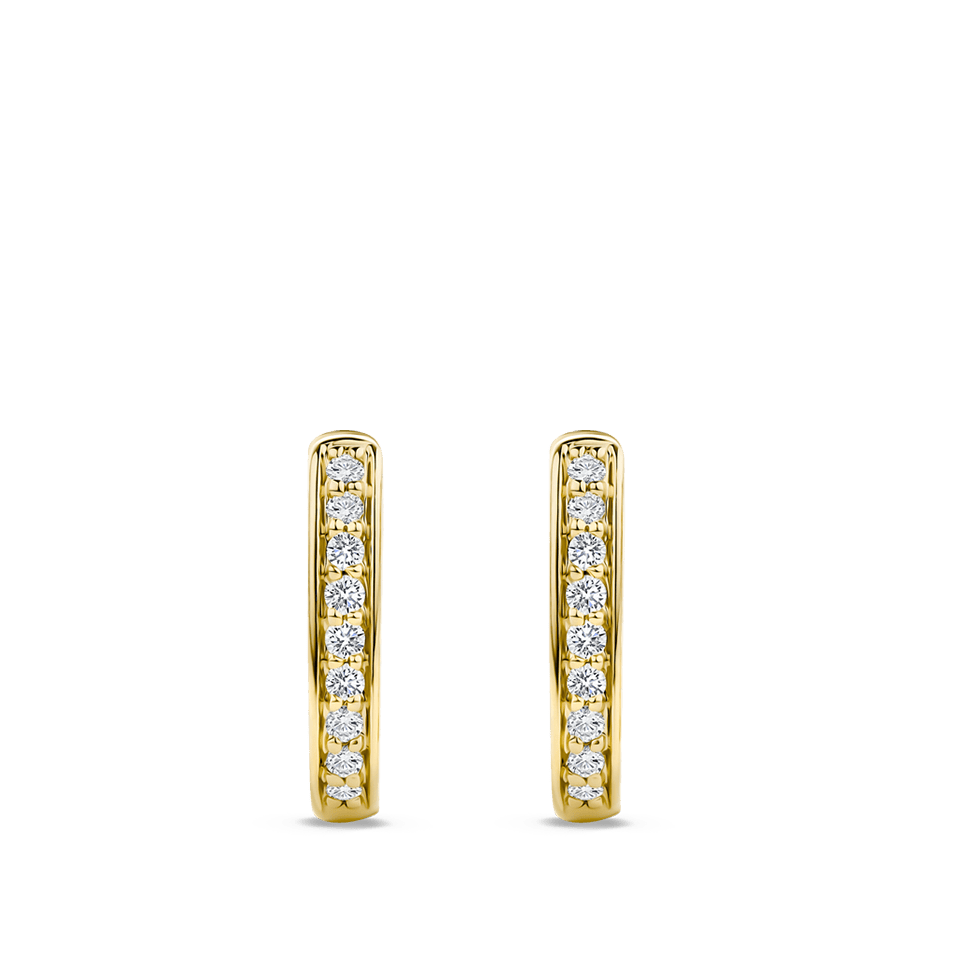 Ear Party Gold Rectangle Diamond Hoop Earrings in 18ct Gold