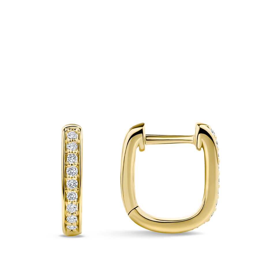 Ear Party Gold Rectangle Diamond Hoop Earrings in 18ct Gold