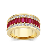 Hardy Brothers Jewellers | Baguette Statement Ruby and Diamond Ring in 18ct Yellow Gold