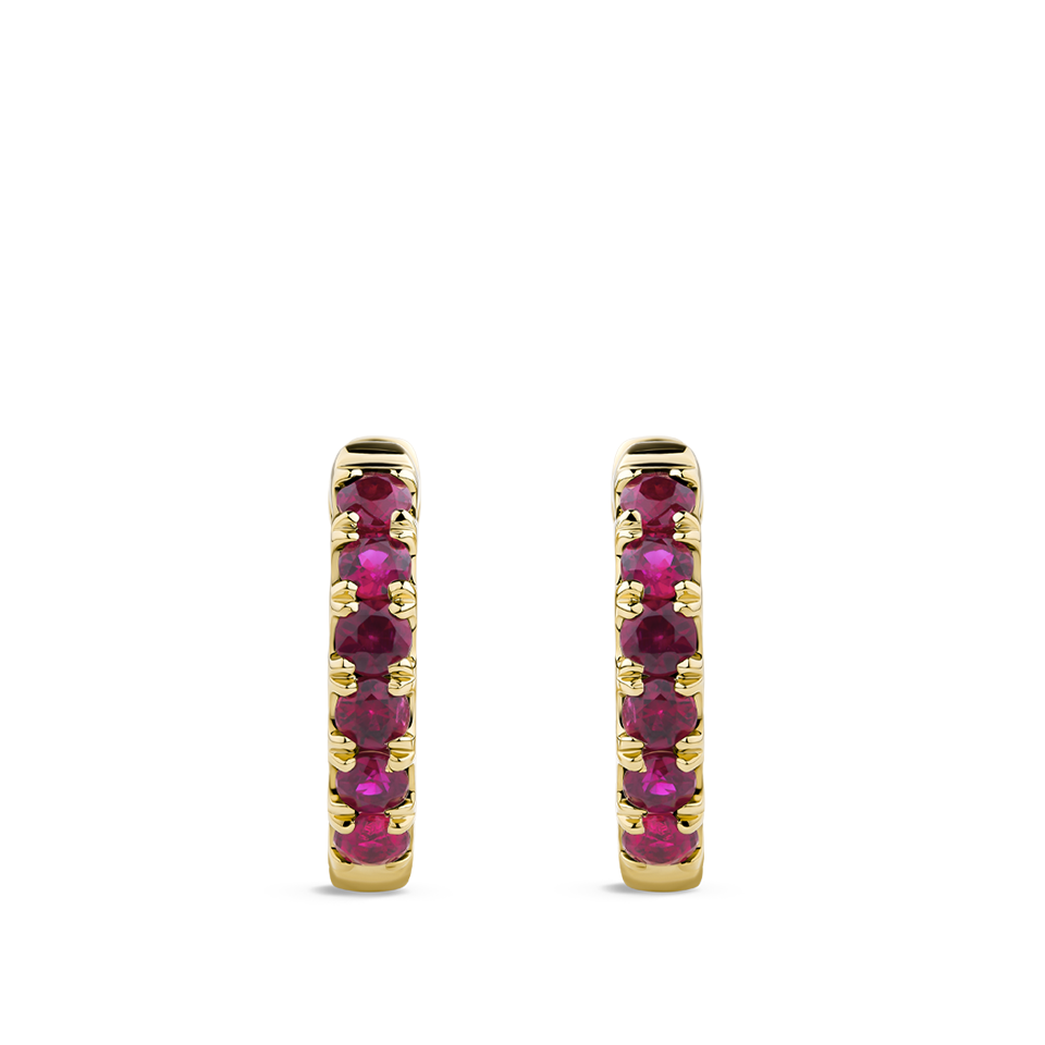Ear Party Ruby Huggie Earrings in 18ct Yellow Gold Hardy Brothers Jewellers