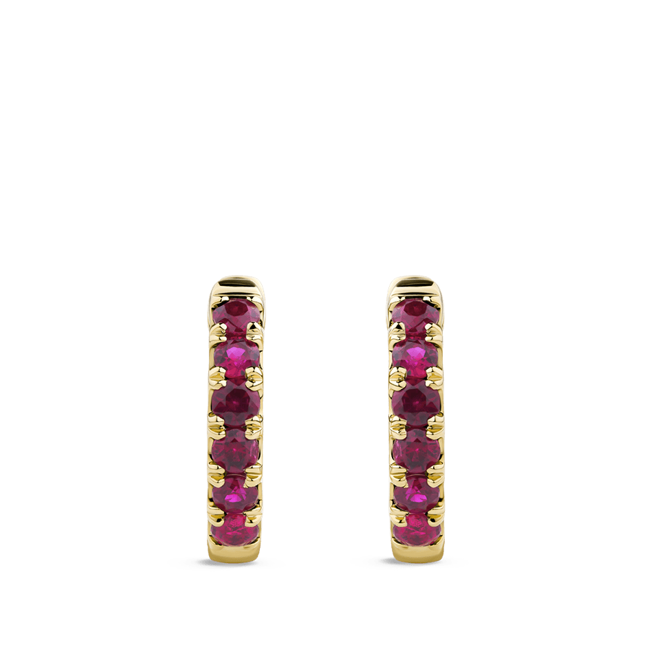 Ear Party 18ct Gold Ruby Huggie Earrings