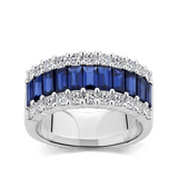 Hardy Brothers Jewellers | Baguette Statement Sapphire and Diamond Ring in 18ct White Gold