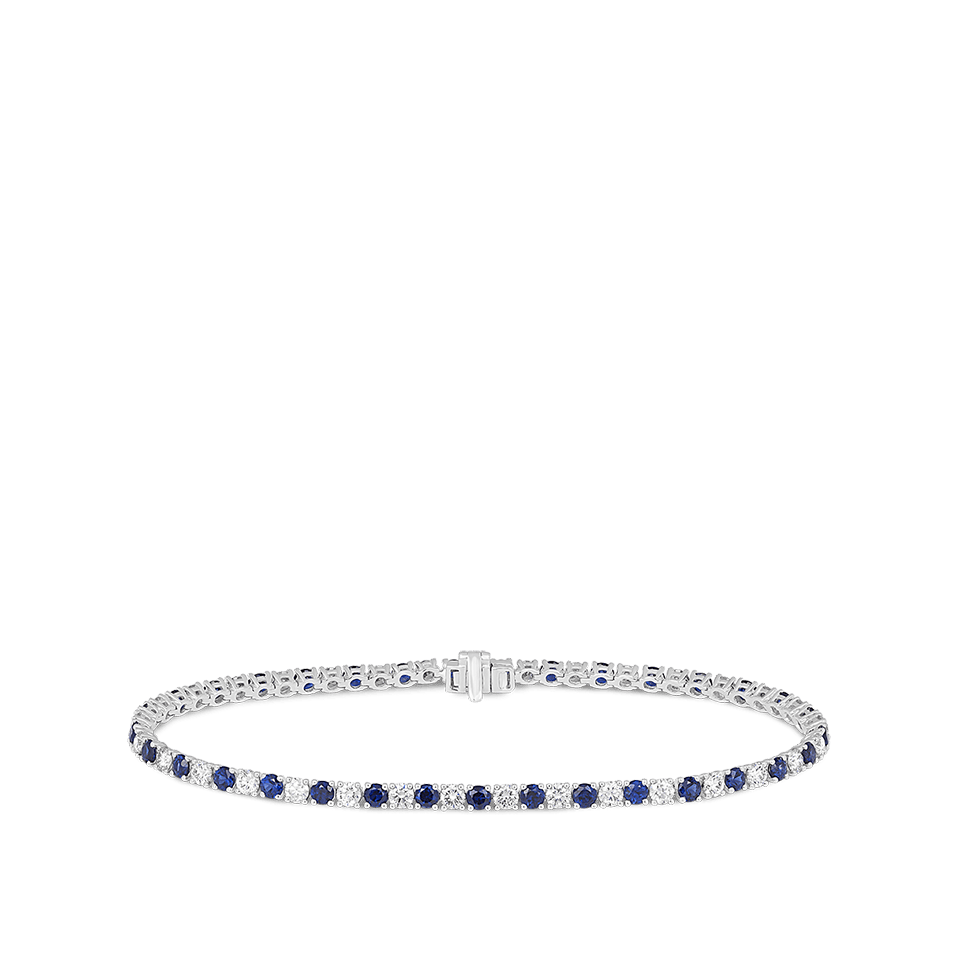 Sapphire and Diamond Tennis Bracelet in 18ct White Gold