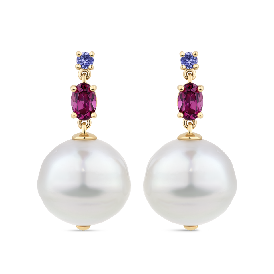 Garnet and best sale pearl earrings