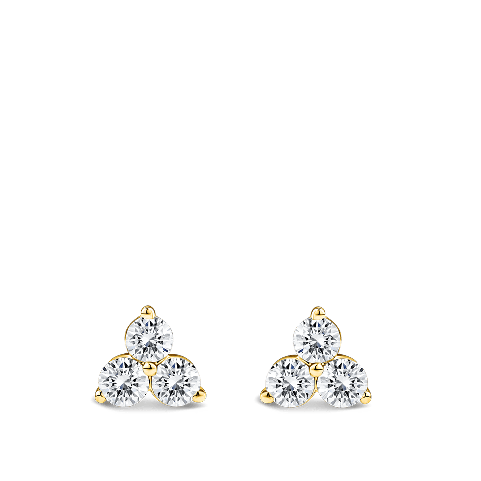 Ear Party Gold Trinity Diamond Studs in 18ct Yellow Gold