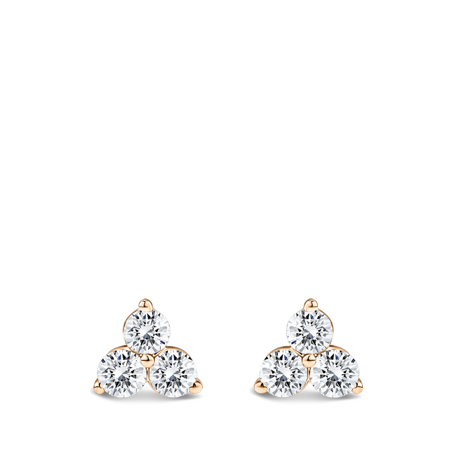 Ear Party Trinity Diamond Stud Earrings in 18ct Rose Gold Hardy Brothers Jewellers