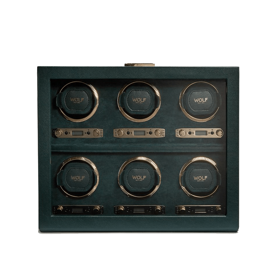 WOLF British Racing Green 6 Piece Watch Winder