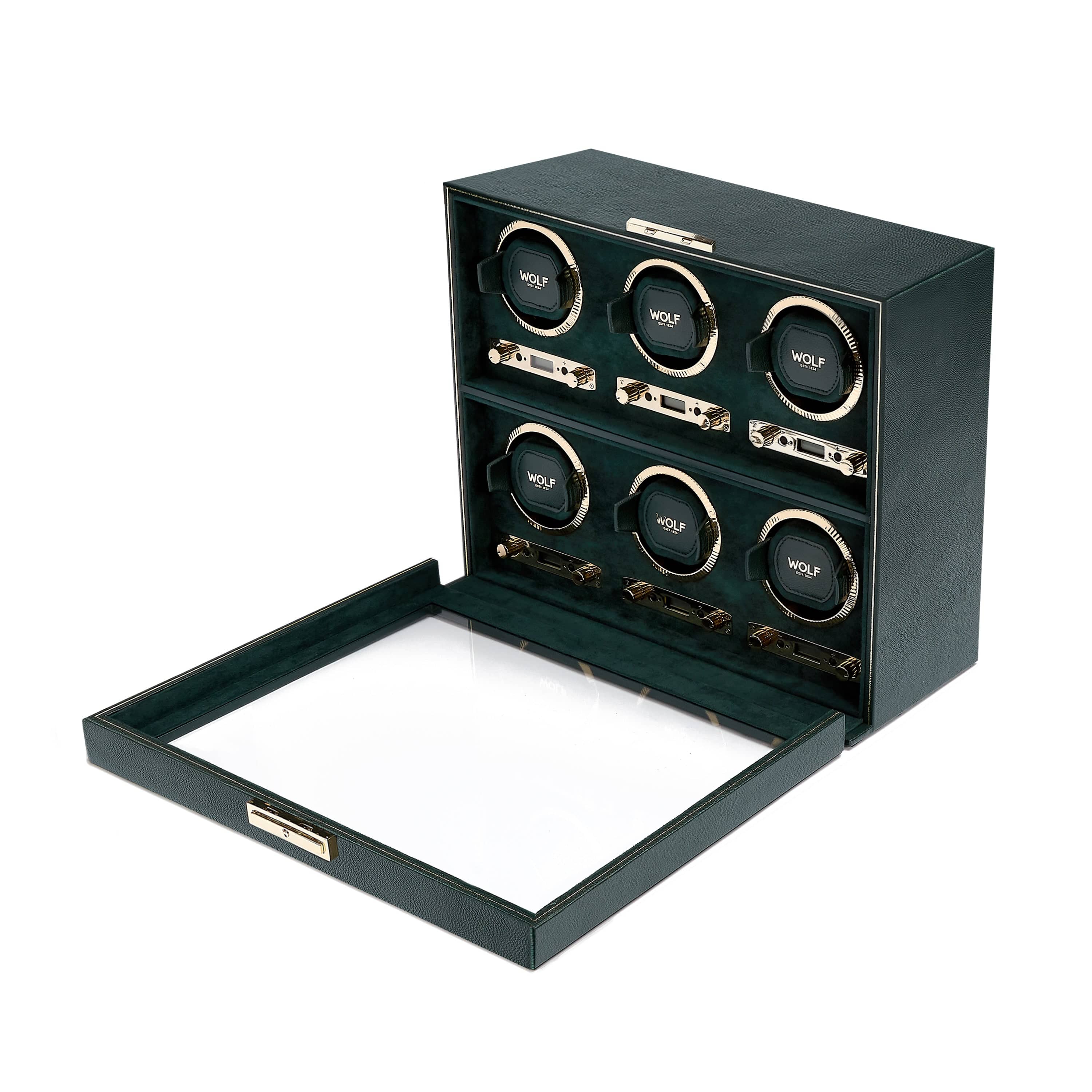 Wolf British Racing Green 6 Piece Watch Winder Wolf 1834