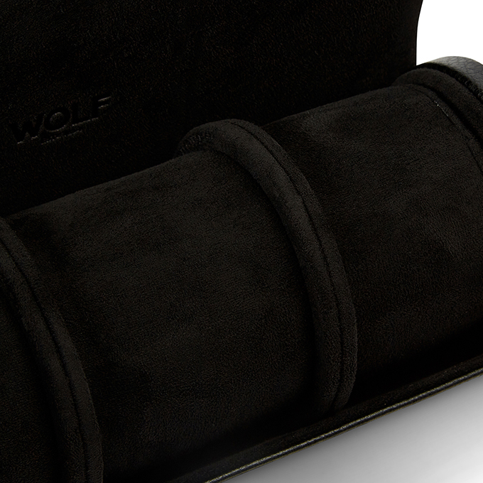Wolf 1834 British Racing Triple Watch Roll Black Leather Hardy Brothers Jewellers
