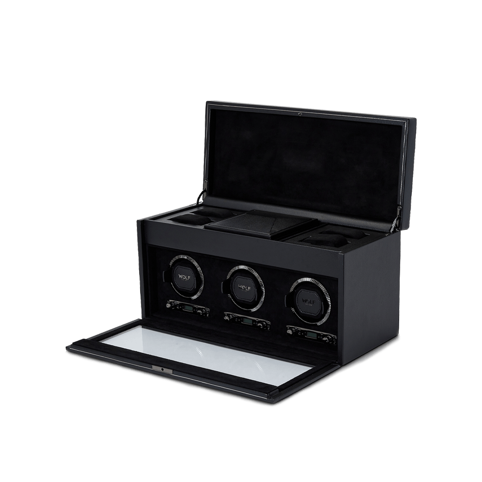 Wolf 1834 British Racing Triple Watch Winder with Storage - Hardy Brothers Jewellers