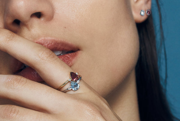 Hardy Brothers Quintessential Colour Aquamarine Rine & Tourmaline Ring