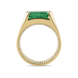170 Vault Emerald and Diamond Signet Ring in 18ct Yellow Gold