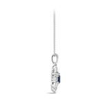 Sapphire and Diamond Halo Pendant in 18ct White Gold