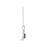 Pear Cut Sapphire and Diamond Halo Pendant in 18ct White Gold