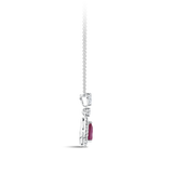 Pear Cut Ruby and Diamond Halo Pendant in 18ct White Gold