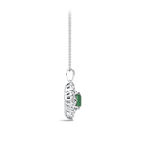 Emerald and Diamond Halo Pendant in 18ct White Gold